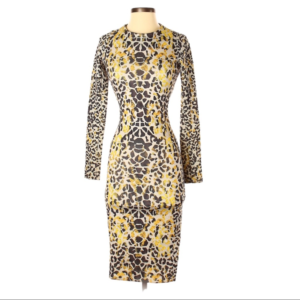 BNWT Zara W&B Animal Print Bodycon Midi Dress